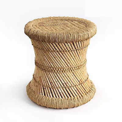 Handwoven Wicker Coffee Table with Natural Texture and Round Top Design 3d model