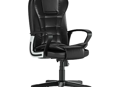 Modern Home Office Table And Chair Set With Ergonomic Leather Seat And Metal Frame 3d model
