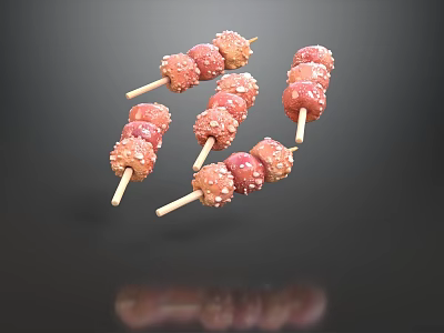 Traditional Snack Shop Featuring Candied Hawthorns With Sugar Coating On Bamboo Sticks 3d model
