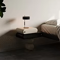 Modern Bedside Table With Table Lamp White And Black Spherical Base Design 3d model