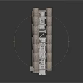 Industrial Equipment Tower With Multi Layered Metal Frame And Cylindrical Sections