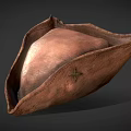 Vintage Brown Leather Hat With Cross Decoration And Classic Retro Design