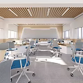 Modern classroom computer room 3d model