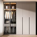 Modern Wardrobe Interior Design With Glass Door Panels And Hanging Clothes Storage