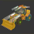Yellow Utility Vehicle With Snow Plow Blade Large Tires Warning Lights And Reflective Surface