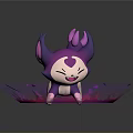 Magical Purple Game Fantasy Character With Horns Tail And Pink Energy Effects On Dark Background