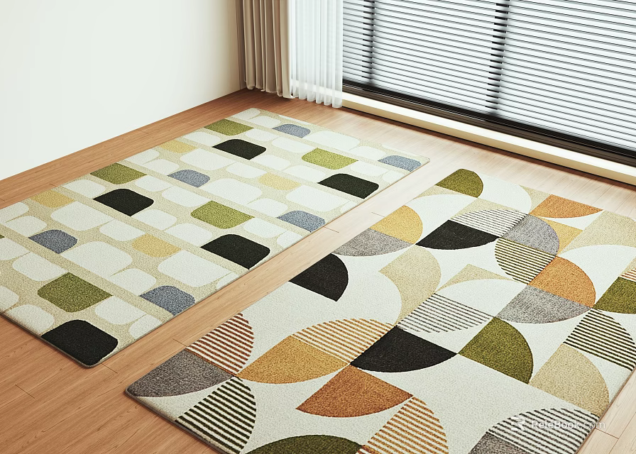 Square Rugs With Geometric Patterns For Living Room 3d model