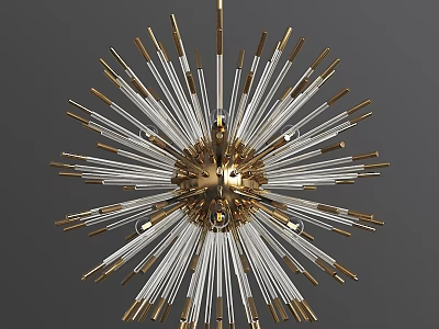 Modern Spherical Chandelier With Gold Silver Metal Rods And Crystal Accents 3d model