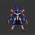 Futuristic Mecha Character With Blue And Orange Armor Sharp Claws Mechanical Creature 3d model