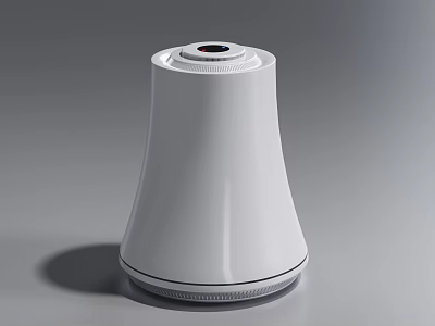 Modern White Projection Surveillance Device With Top Lens For Indoor Monitoring 3d model