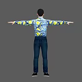 Men with Inch Head Men with Shirts Men with Jeans Men with Bound Bones Standing Animation 3d model