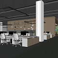 modern office public office area open office area office work station filing cabinet office aisle 3d model