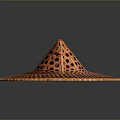 Traditional Handwoven Orange Conical Hat With Grid Pattern For Daily Use