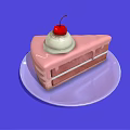 Assorted Fresh Cake Slices With Strawberries Cherry And Cream On Purple Background