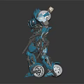 Blue Mech Warrior Robot With Dual Guns And Yellow Chest Markings 3d model