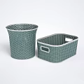Green Perforated Laundry Storage Baskets Round And Square With Gray Edges 3d model