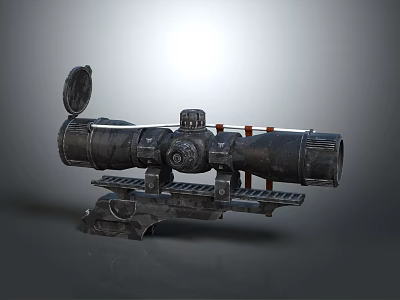 Tactical Weapon Optical Sniper Scope With Adjustable Knobs And Rifle Mount Design 3d model