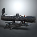 Tactical Weapon Optical Sniper Scope With Adjustable Knobs And Rifle Mount Design 3d model