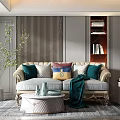 European-style double sofa fabric double sofa 3d model
