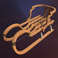 Wooden Sports Sled With Metal Supports And Ropes For Winter Activities