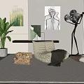 Modern Lazy Sofa Living Room Small View 3d model