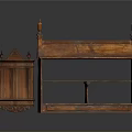Traditional Carved Wooden Cabinet and Two Tiered Shelf with Decorative Finials and Details