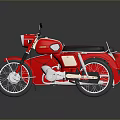 Red Vintage Motorcycle with Black Seat and Silver Engine Parts on Dark Background with Reflection