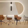 Stylish Office Chairs With Various Styles Brown White Upholstery Metal Wooden Legs Modern Office