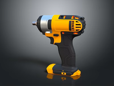 Professional Yellow And Black Cordless Electric Drill With Ergonomic Grip And Powerful Motor 3d model