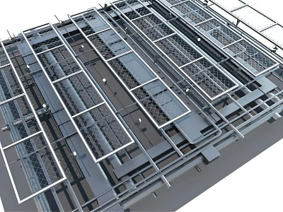 Suspended Ceiling Metal Framework Grid Structure Construction Installation Details 3d model