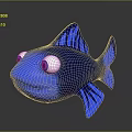 Adorable Cartoon Blue Fish With Big Eyes And Reflective Body