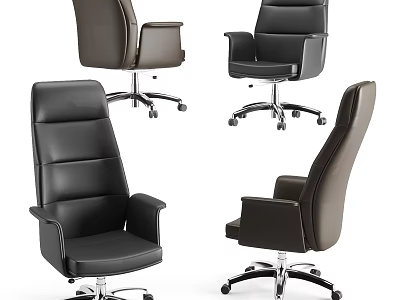 Multiple Styles Black And Brown Leather Modern Office Chair With Wheels 3d model