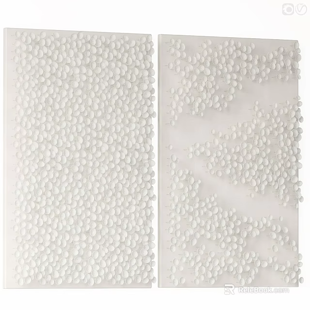 White Abstract Painting With Textured Dots And Minimalist Art Design Elements 3d model 
