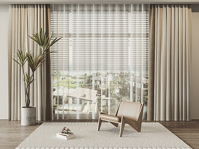 Modern Curtain Window Screen 3d model