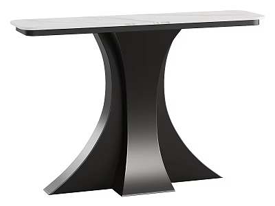 Elegant Modern Dining Table With Smooth Marble Top And Unique Black Curved Base 3d model