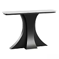 Elegant Modern Dining Table With Smooth Marble Top And Unique Black Curved Base 3d model