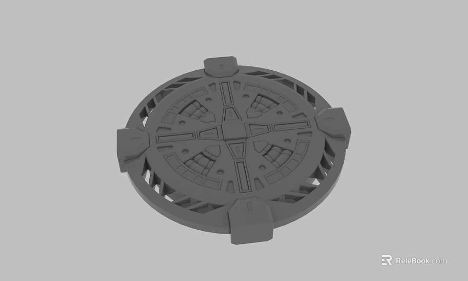 Gray Circular Industrial Mechanical Part With Symmetric Design And Structured Surface 3d model 