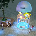 Outdoor Starry Sky Check in Transparent Dome Structure With Star Decorations And People Interacting