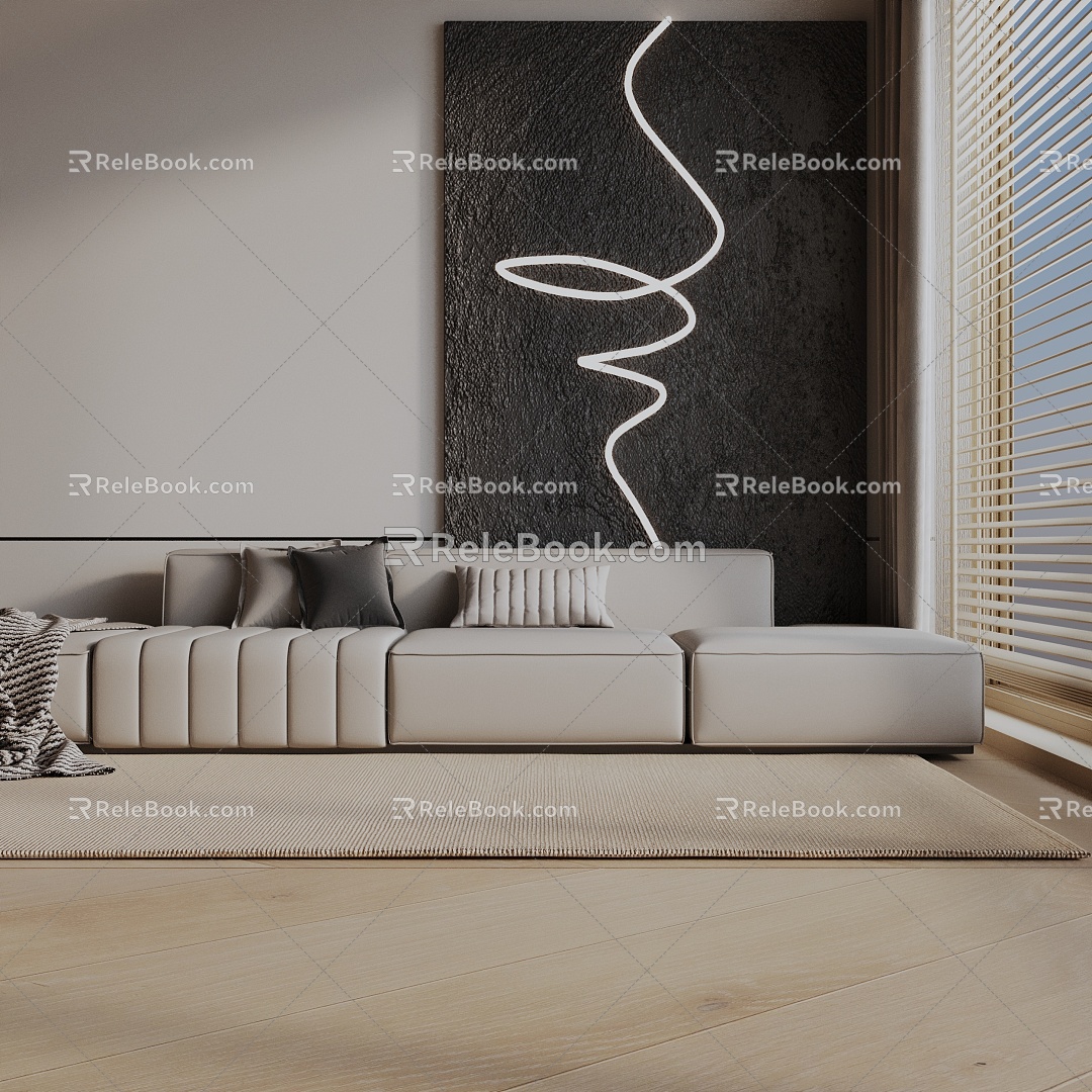 Modern three-seat sofa 3d model