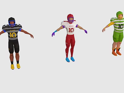 3D Football Player Models In Different Colored Uniforms With Number 10 3d model