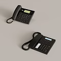 Black Office Fixed Line Telephones With Display Screen Numeric Keypad And Handset Cord