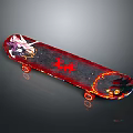 Stylish Daily Use Skateboard With Red Flame Pattern Red Wheels And Decorative Design