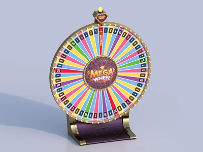 Vibrant MEGA Wheel Entertainment Table With Colorful Sections Gold Frame And Stand 3d model