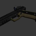 Modern Tactical Pistol With Black Body Sleek Structure Brown Textured Grip And Ergonomic Design