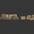 Wooden Daily Necessities Storage Containers Including Barrels Crates Baskets And Rope