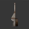 Vintage Fireplace Furniture Design With Metal Chimney And Wooden Decorative Details