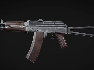 Classic AK Assault Rifle With Wooden Stock Metal Barrel And Grip Design 3d model