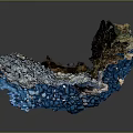 Realistic Miniature Terrain Model With Layered Rock Formations And Blue White Pebbles