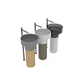 Modern Round Pedestal Washbasins Gold Brown Speckled Marble Pedestals Black Silver Gray Bowls Metal Stands