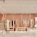 Modern Clothing Store Interior With Mannequins Hanging Clothes And Lighting Fixtures